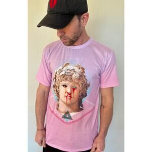 Vapor 95 Tee Mens Small Colorful Pink Graphic Made in USA Dopamine Art to Wear